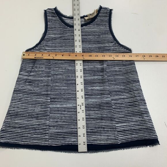 Anthropologie Vanessa Virginia Tank Top Women XS Navy Textured Striped Crew Neck - Picture 8 of 14